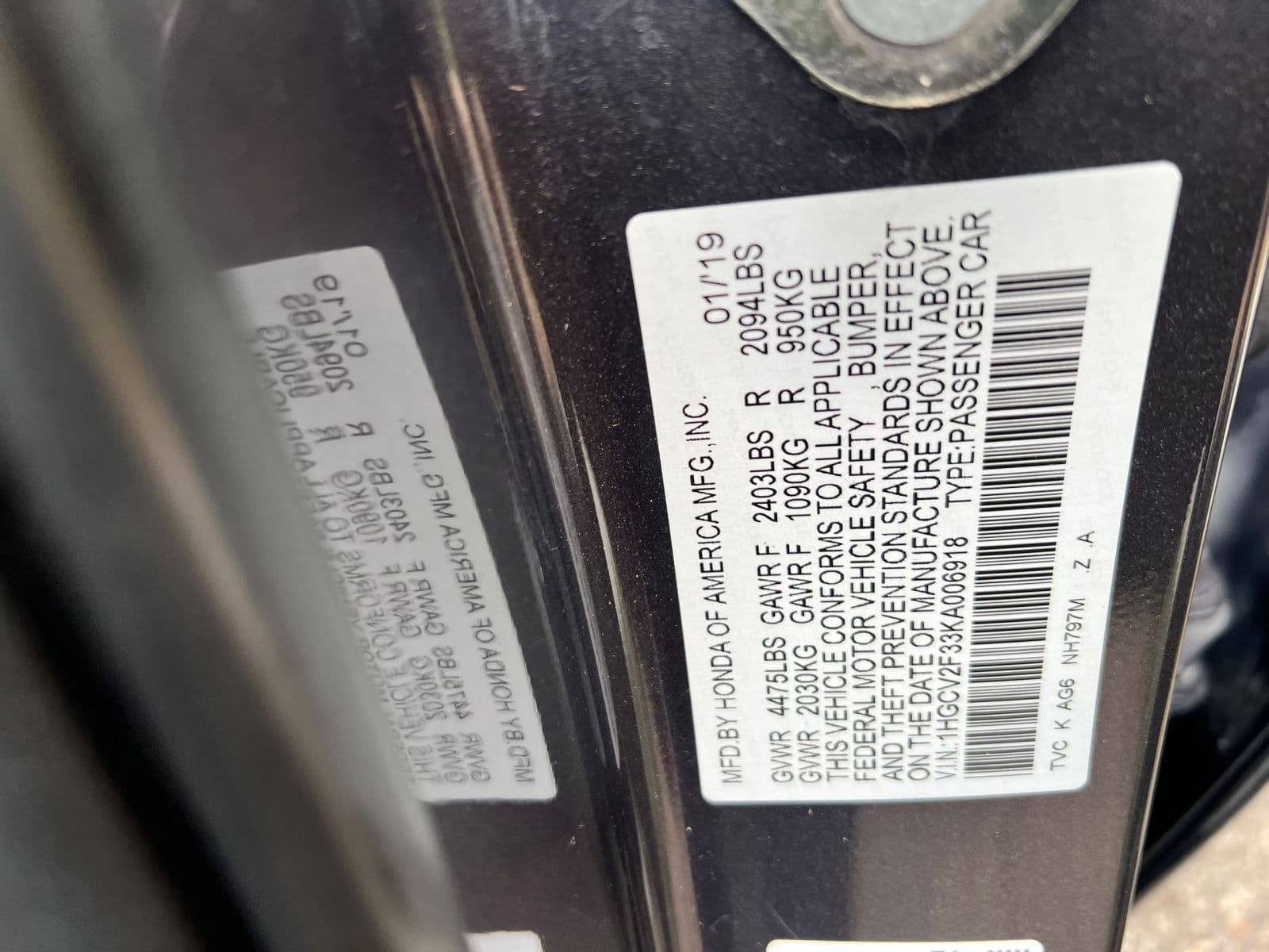 2019 Honda Accord Sedan — photo 7 of 11